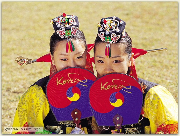 Children in traditional Hanbok dresses, South Korea